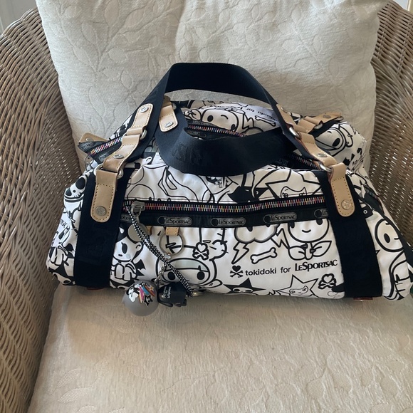 TOKIDOKI LESPORTSAC RARE BLACK & WHITE TOTE SHOULDER BAG - Picture 10 of 10